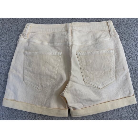 True Religion Womens Pale Yellow Denim Shorts NWT Size 24 Made In Italy - Picture 2 of 16